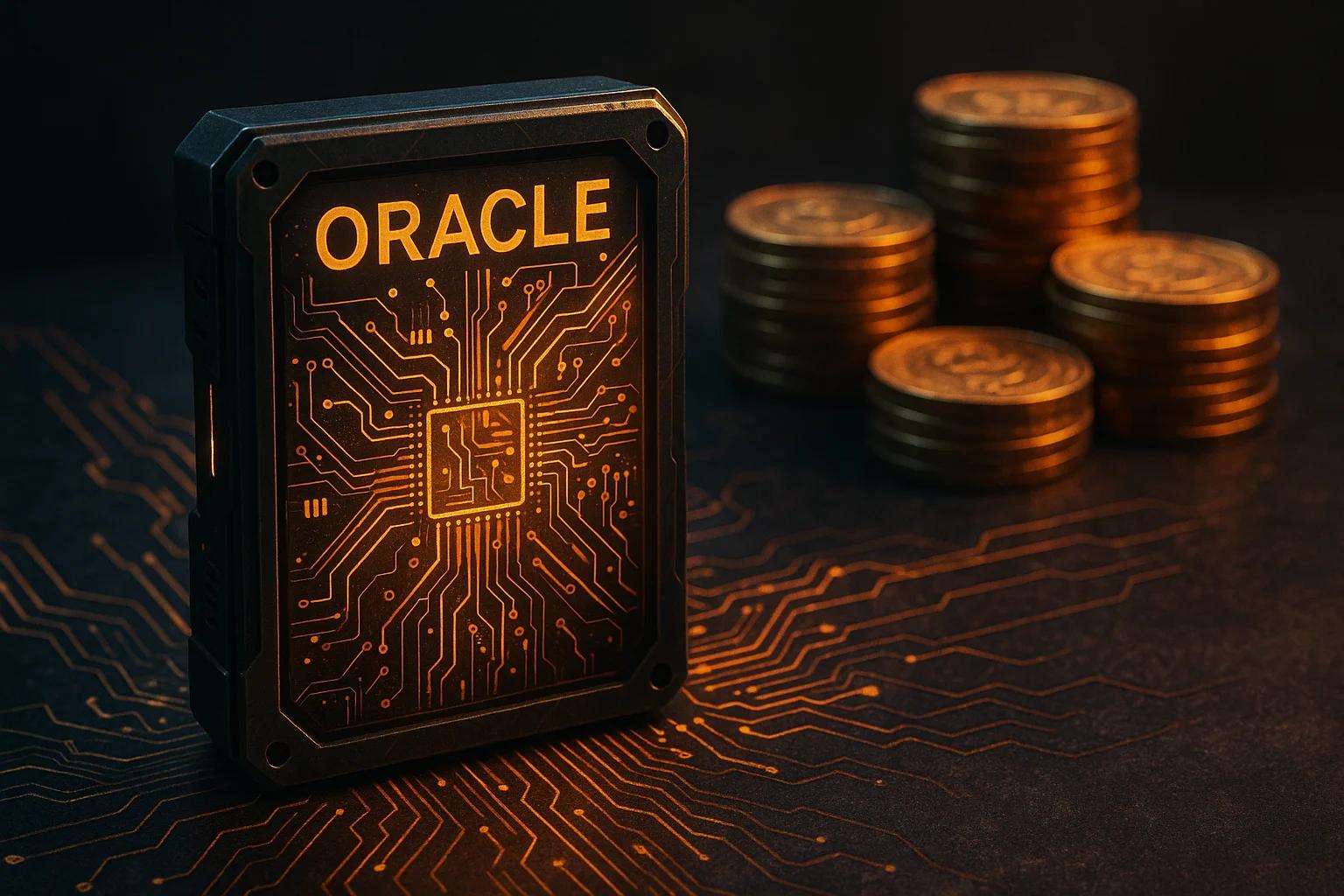 A black device with a circuit design and the word