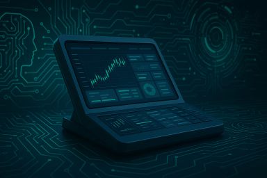 A digital device displaying data graphs on a