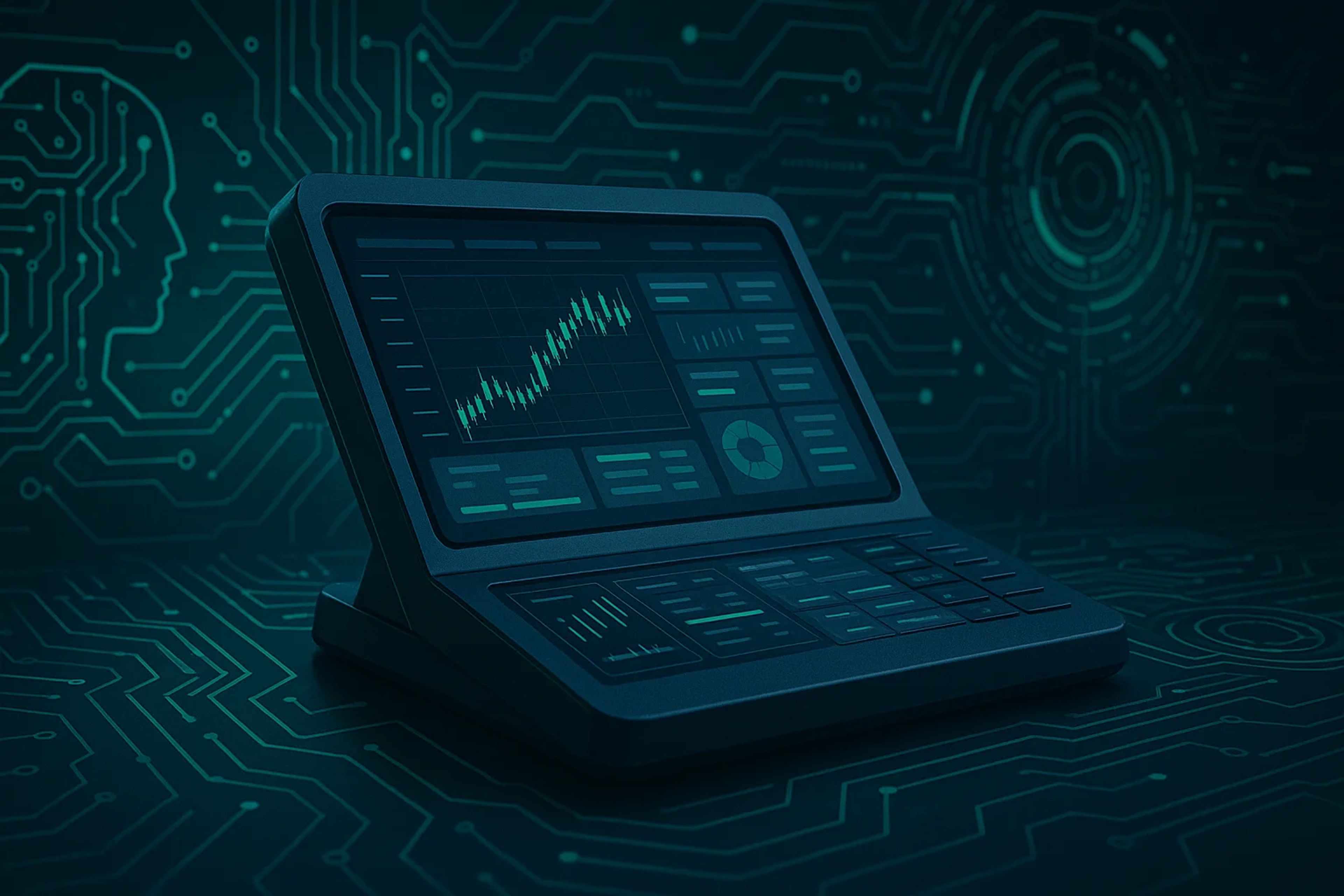 A digital device displaying data graphs on a