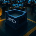 Trading floor with cryptocurrency symbols and