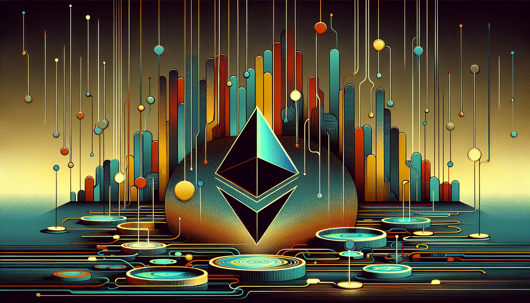Abstract digital landscape with geometric shapes