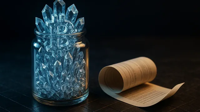 A glass jar filled with crystal-like structures