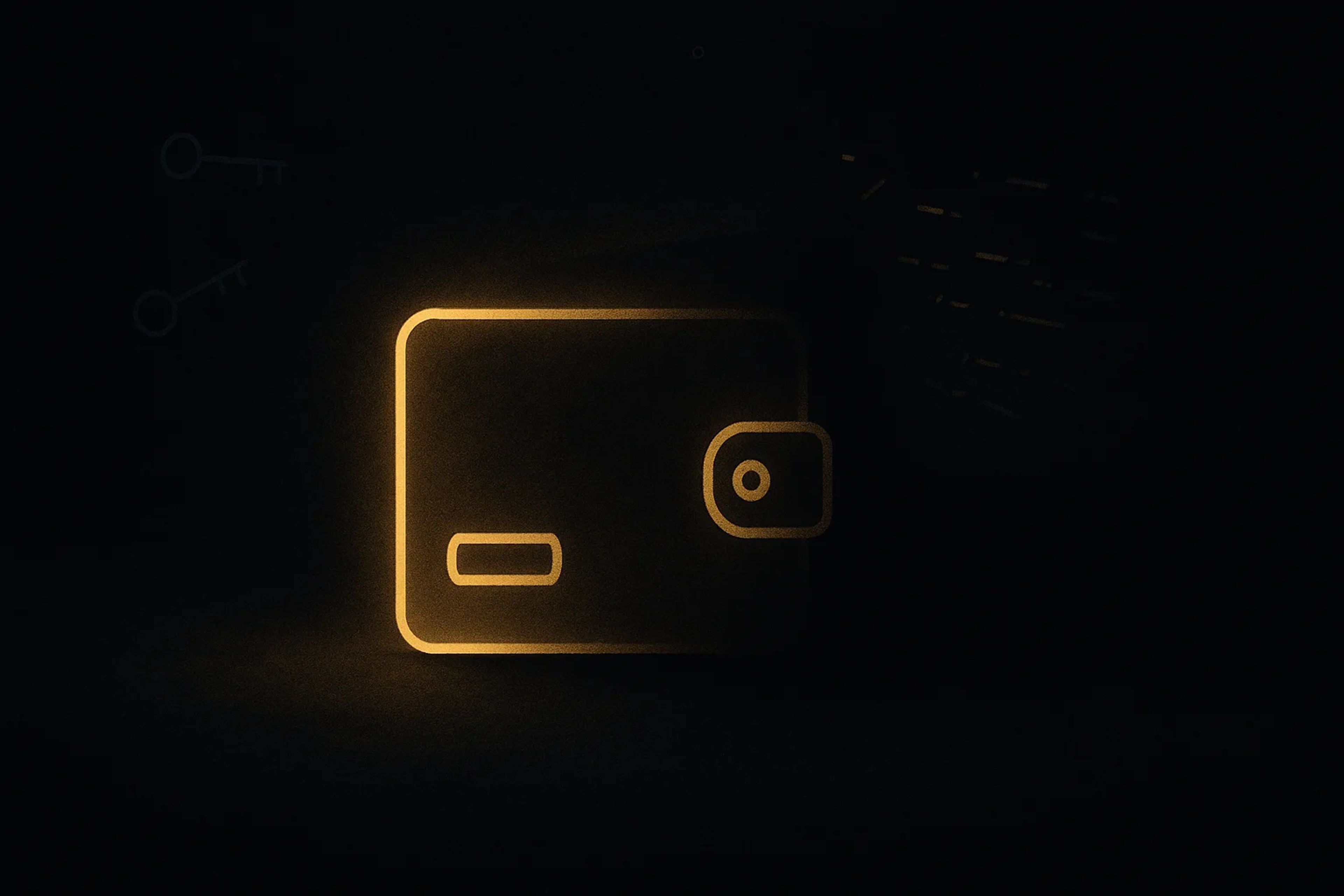 A glowing wallet against a dark background