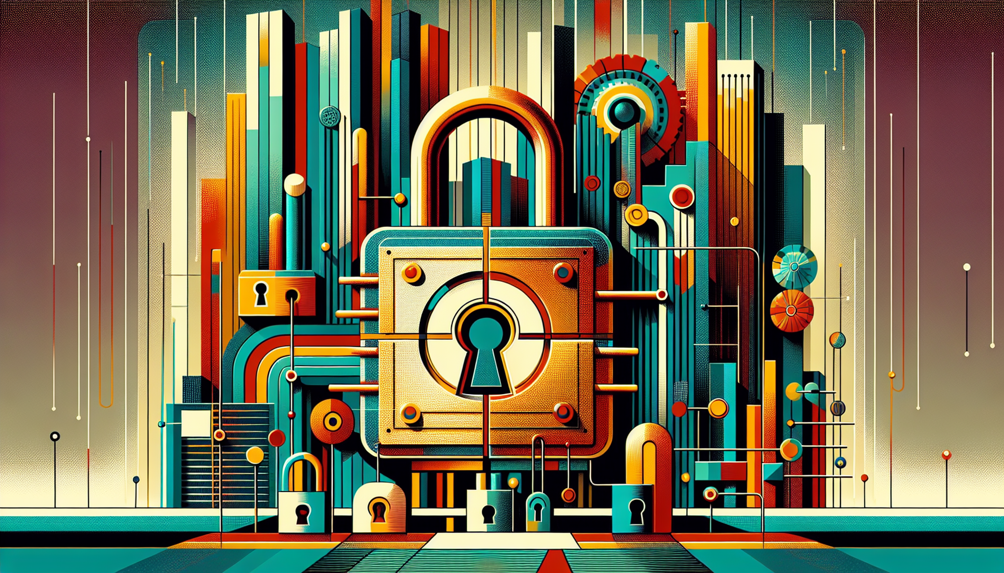 Colorful abstract composition featuring a large