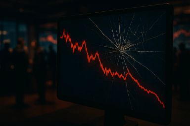 A computer monitor displaying a downward trend