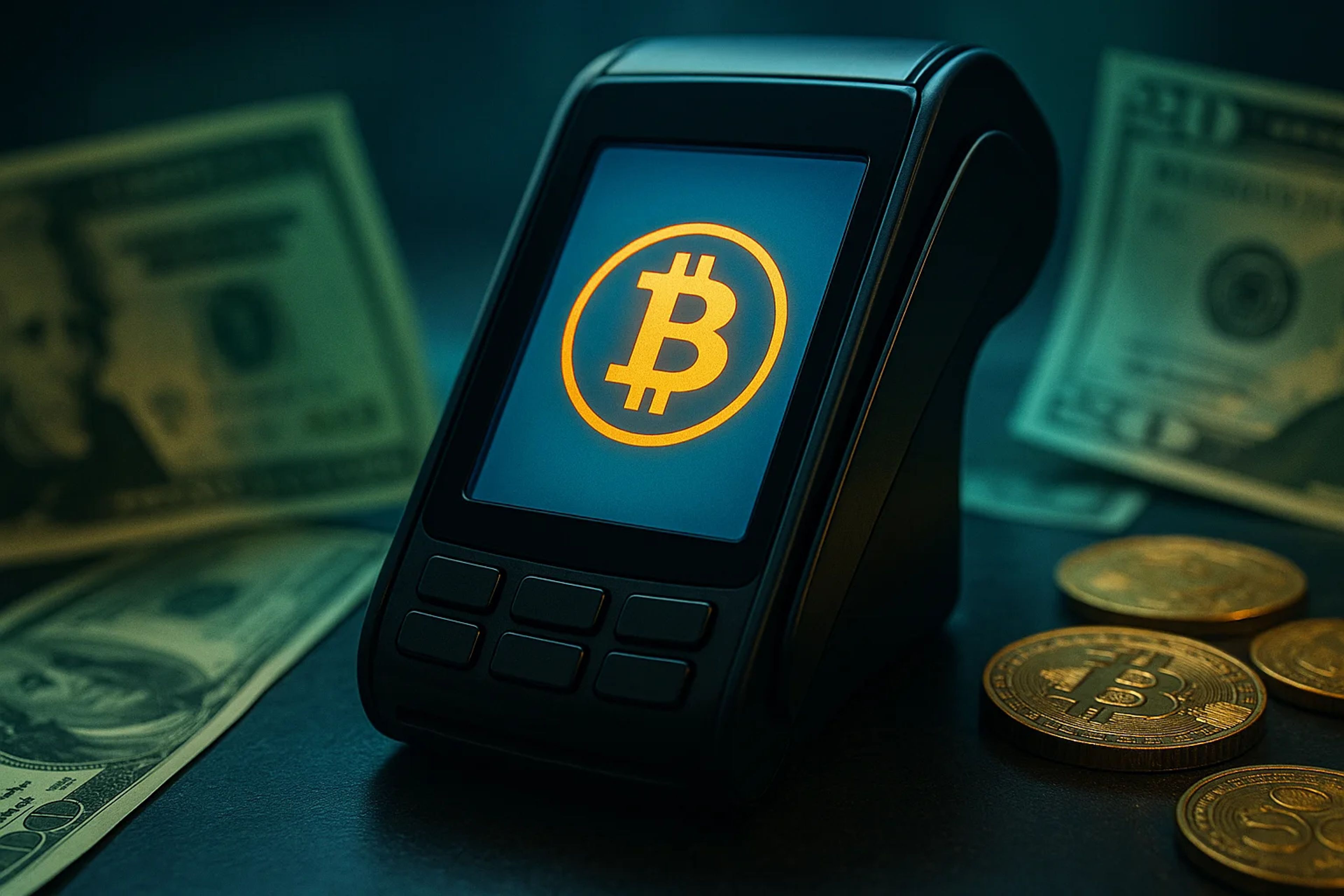 A cryptocurrency payment terminal with a Bitcoin