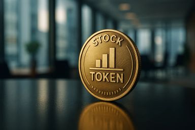 A golden token with a graph design, placed on a