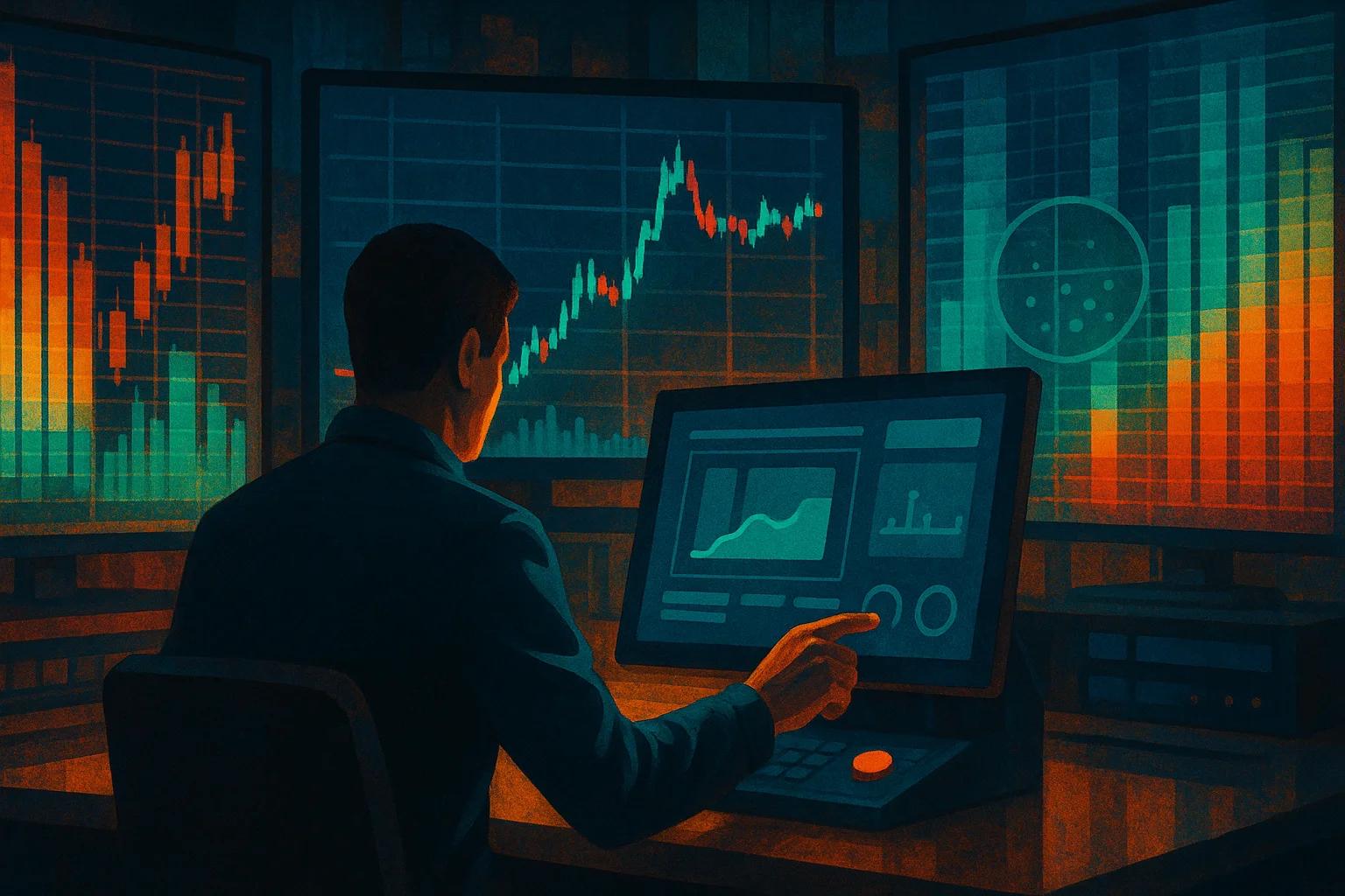 A person analyzing data on multiple screens