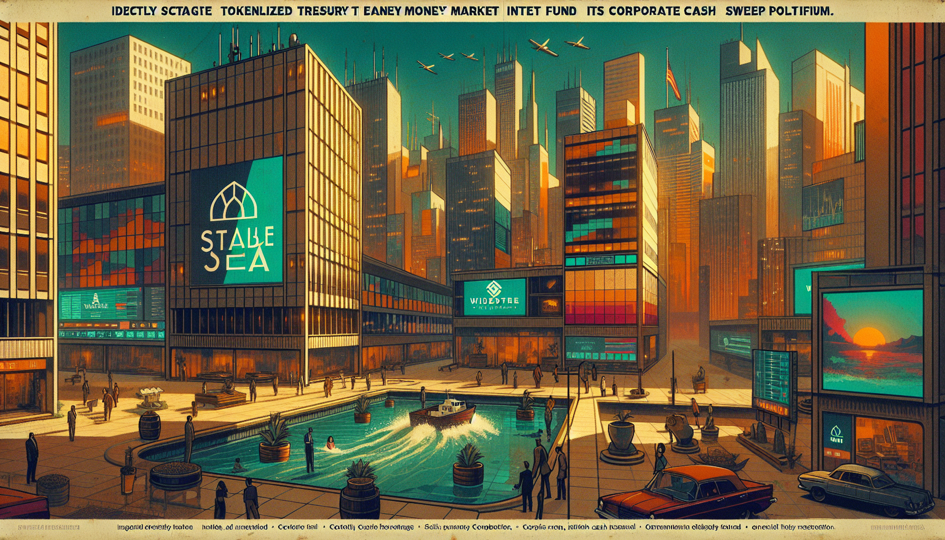 Modern urban plaza with tall buildings and