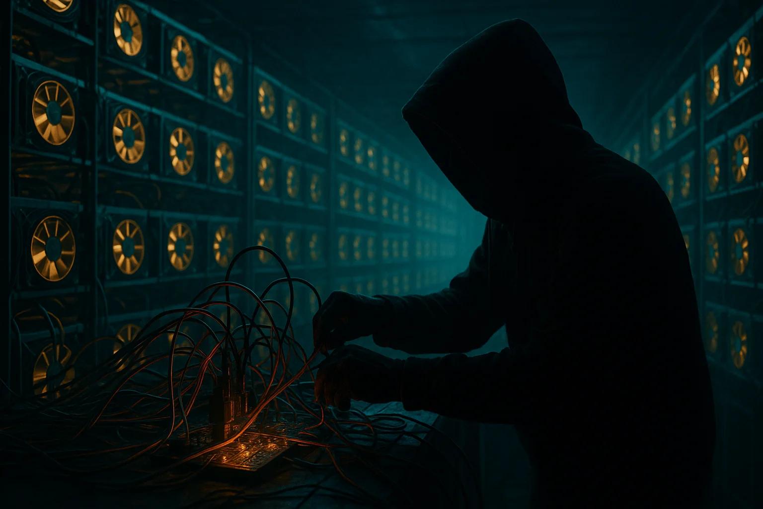 Silhouette of a person in a hoodie working with