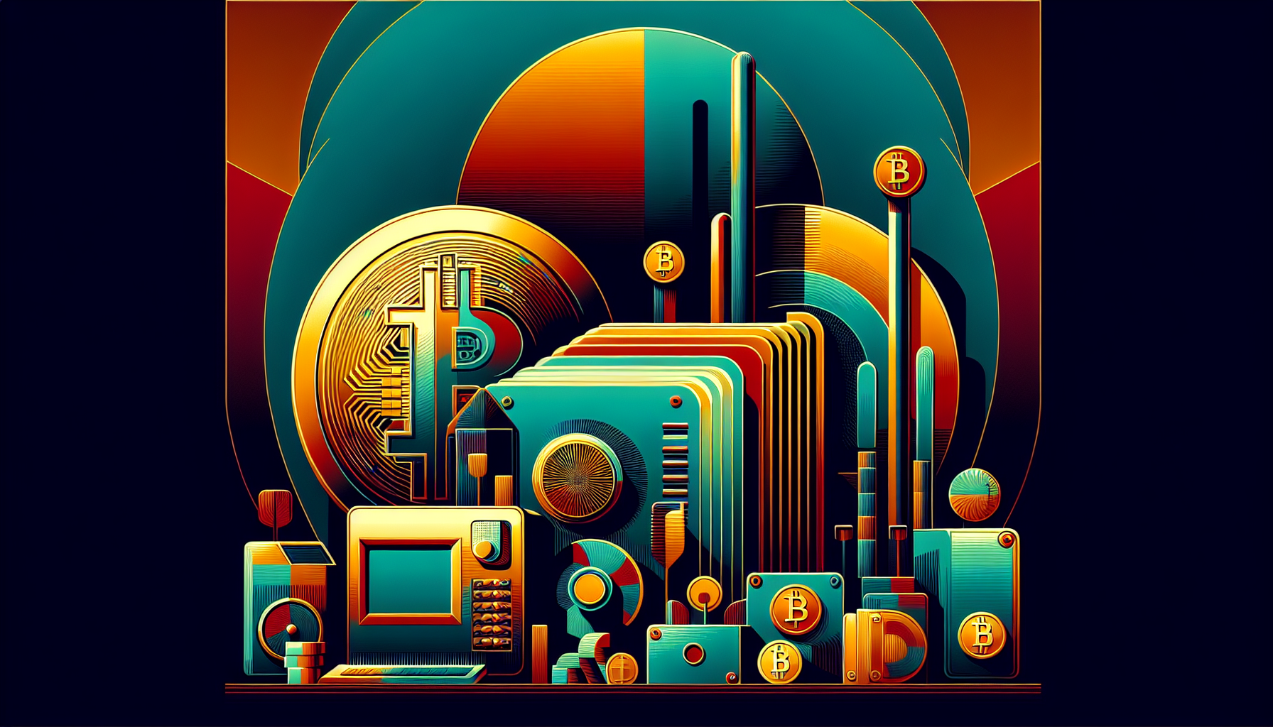 Colorful abstract composition of cryptocurrency