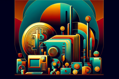 Colorful abstract composition of cryptocurrency