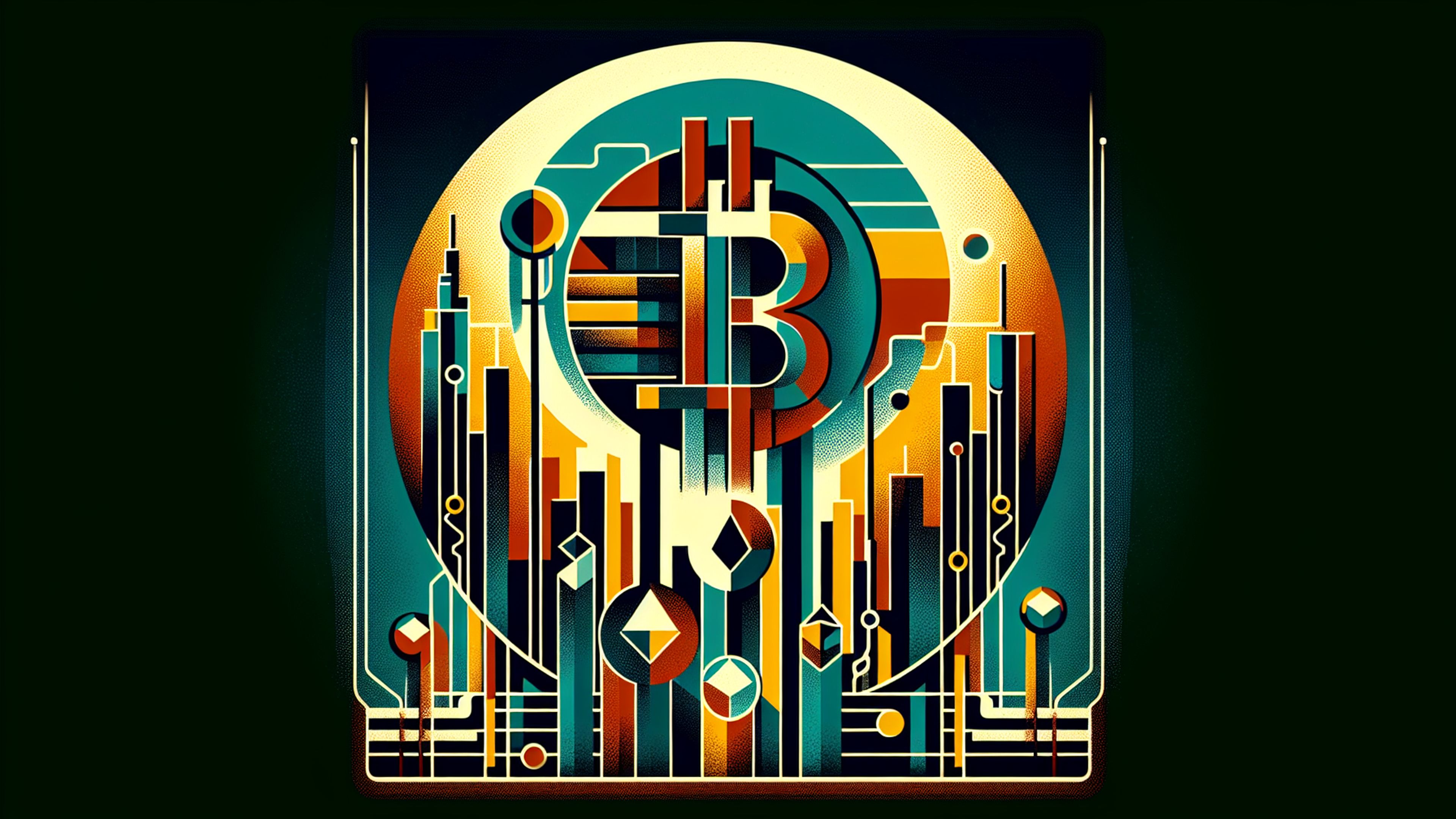 Abstract geometric design featuring a Bitcoin