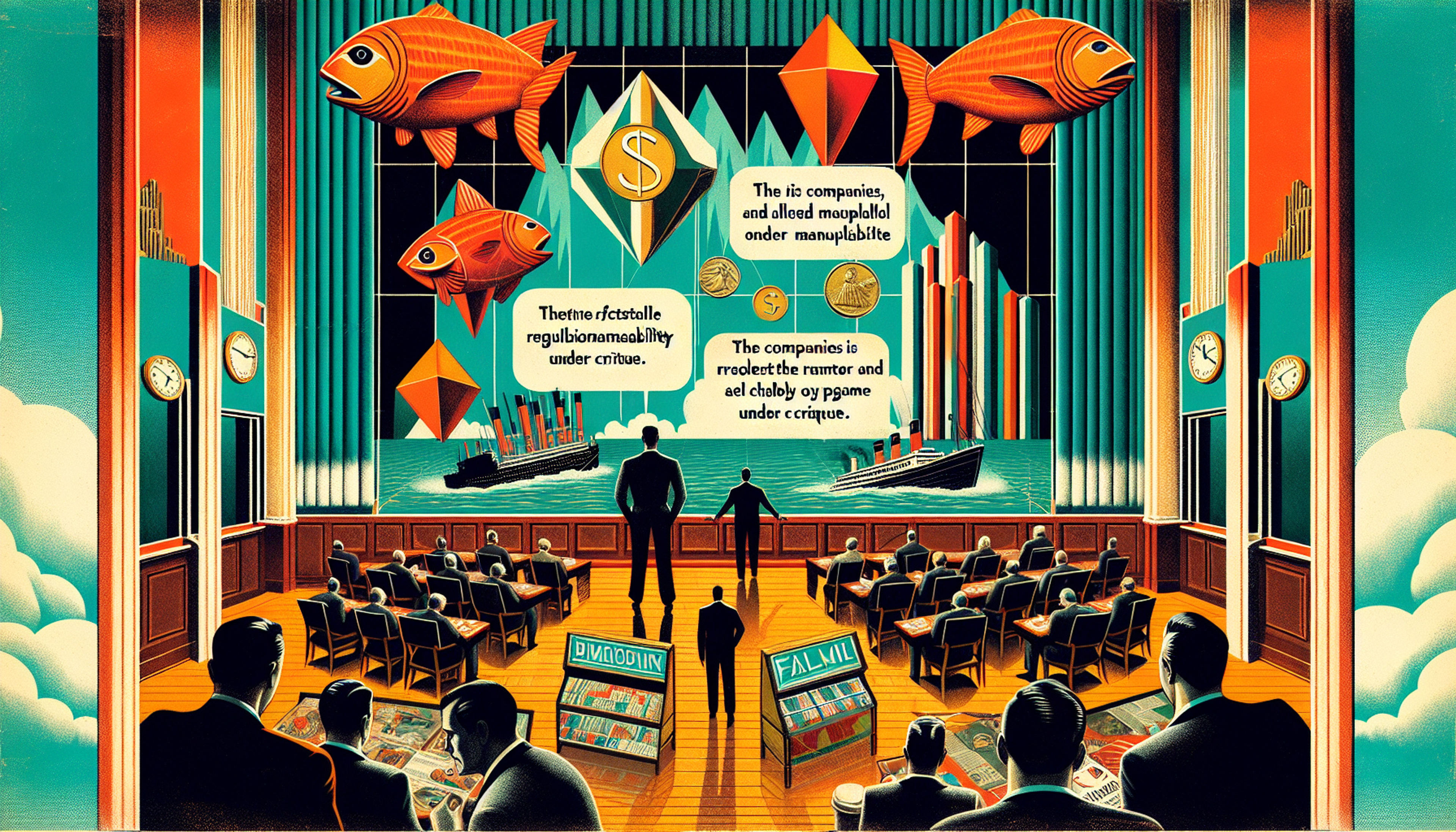 Colorful mural depicting fish, geometric shapes