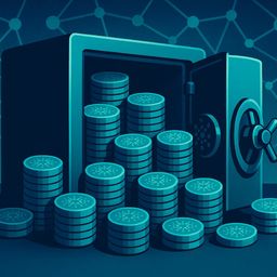 A safe overflowing with stacked coins