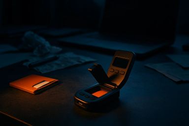 A small electronic device with a flip-open