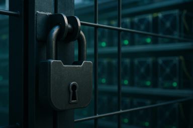 Close-up of a padlock on a metal gate
