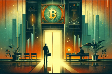 Silhouette of a person entering a brightly lit