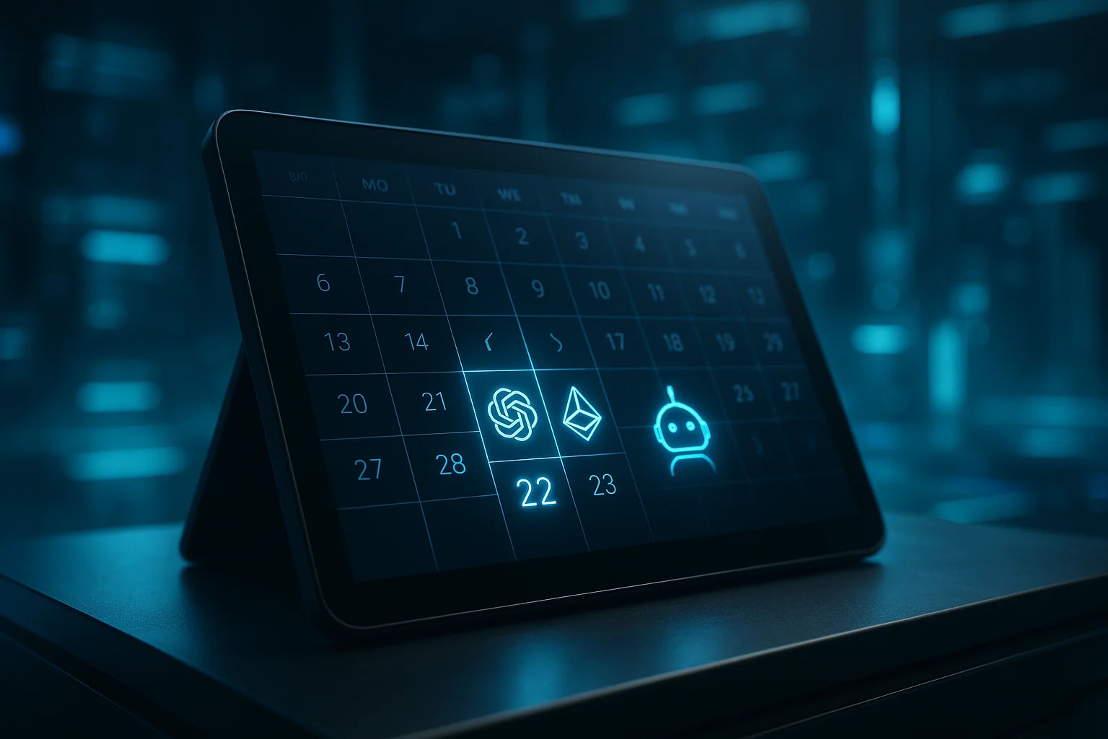 A digital calendar displayed on a tablet with