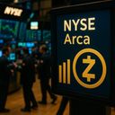 Trading floor with financial displays and figures