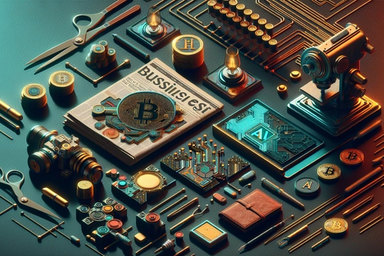 A flat lay of various objects including coins, a