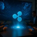 Business meeting with holographic technology