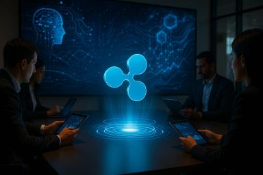 Business meeting with holographic technology