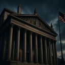 Dramatic view of a classical building with