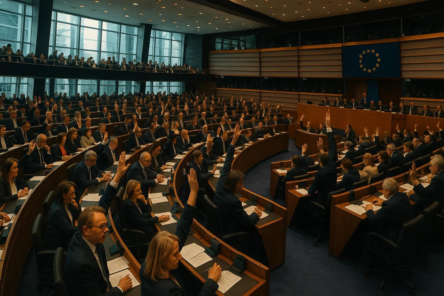 A large assembly of people in a legislative