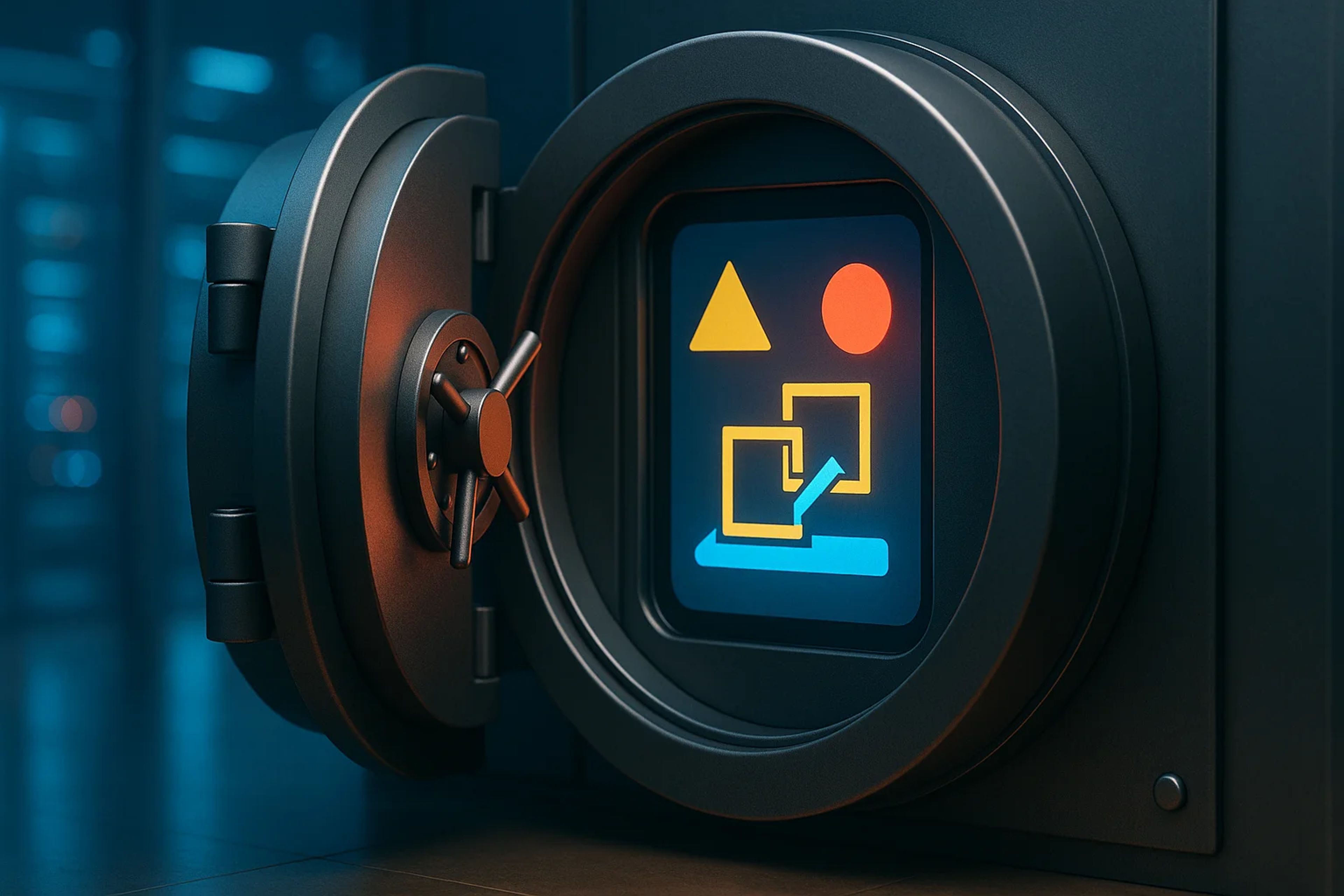 A partially open safe with a digital interface