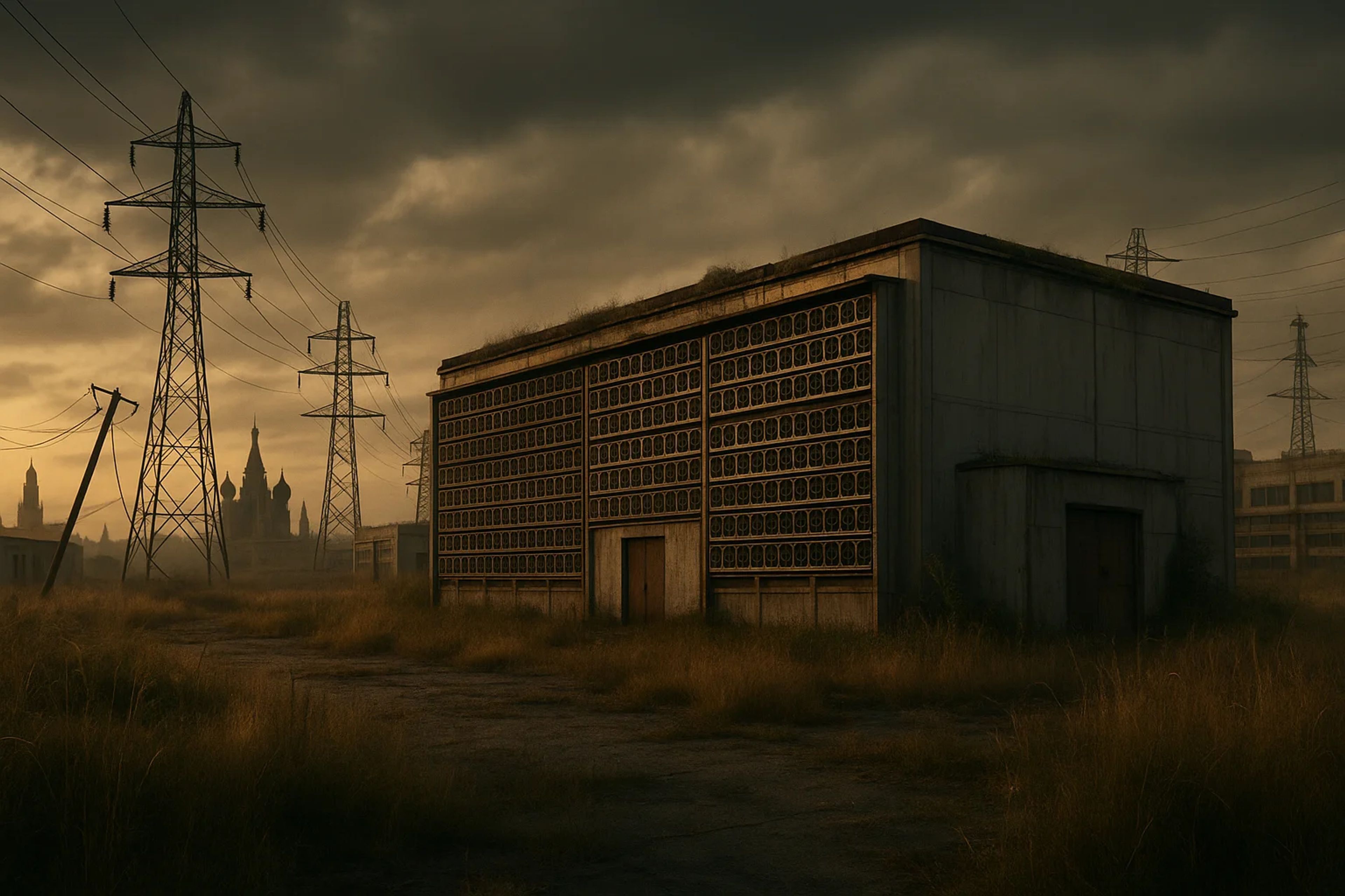 Abandoned building surrounded by tall grass and