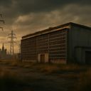 Abandoned building surrounded by tall grass and