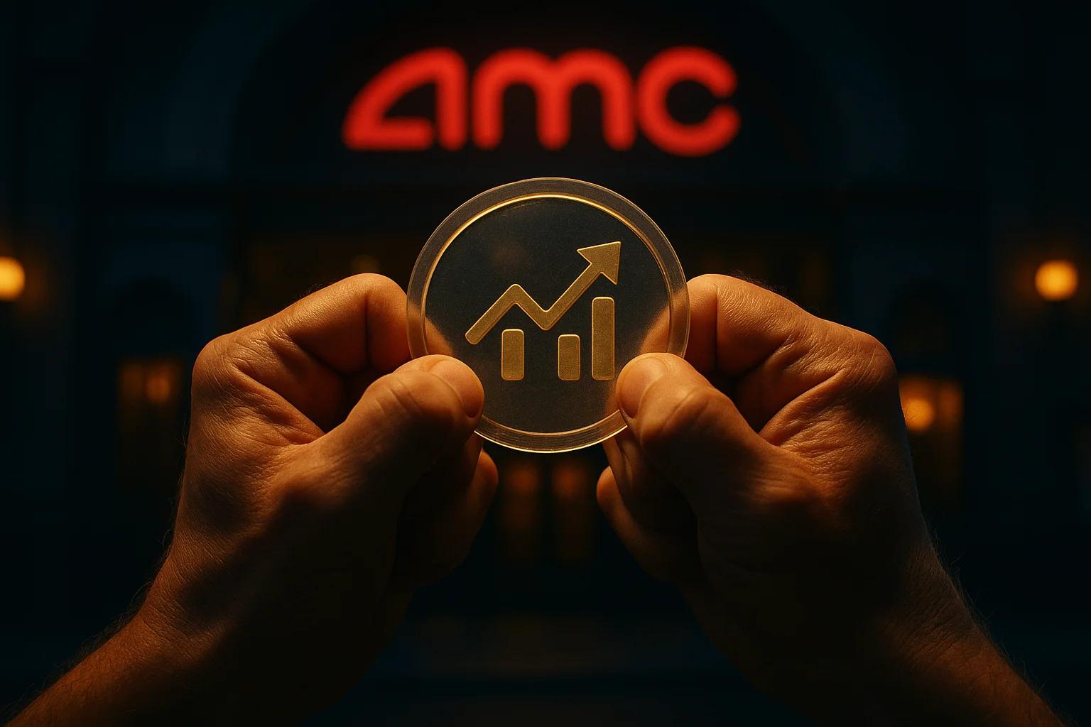 Hands holding a circular symbol with an upward