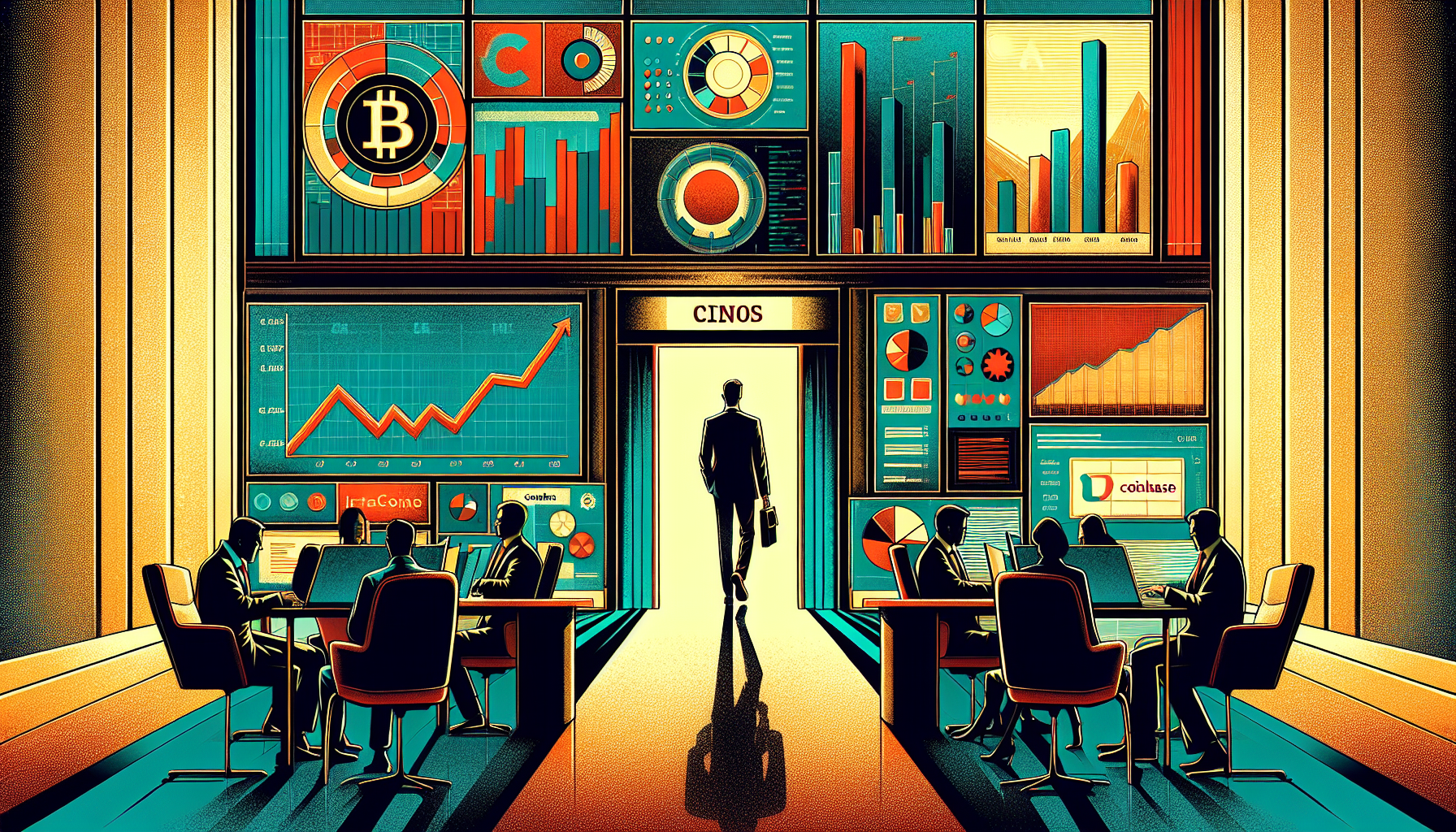 Silhouetted figure walking towards a doorway