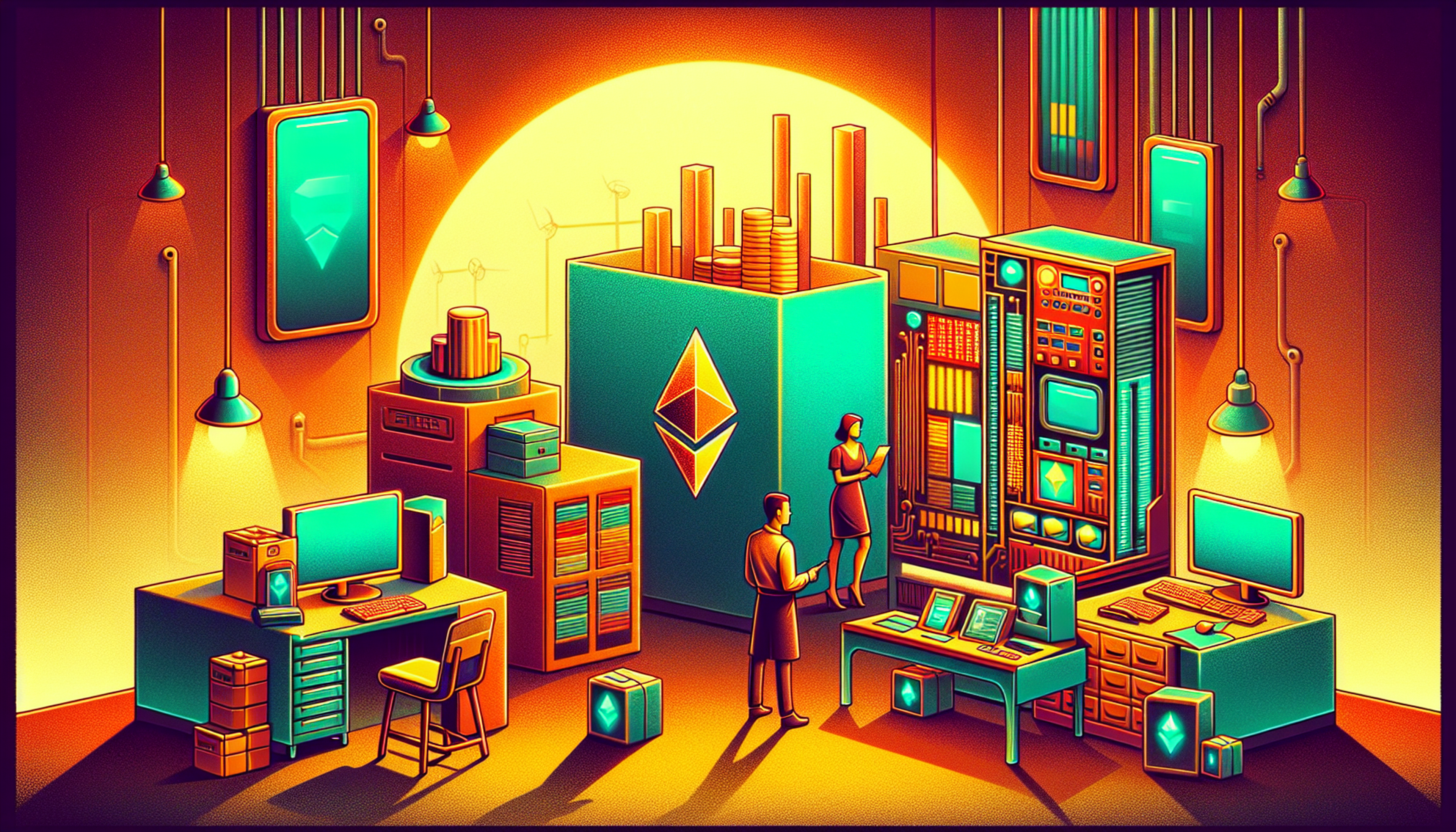 A vibrant digital workspace with futuristic