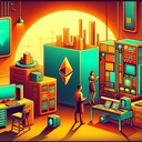 A vibrant digital workspace with futuristic