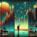 Silhouette of a person in front of digital graphs