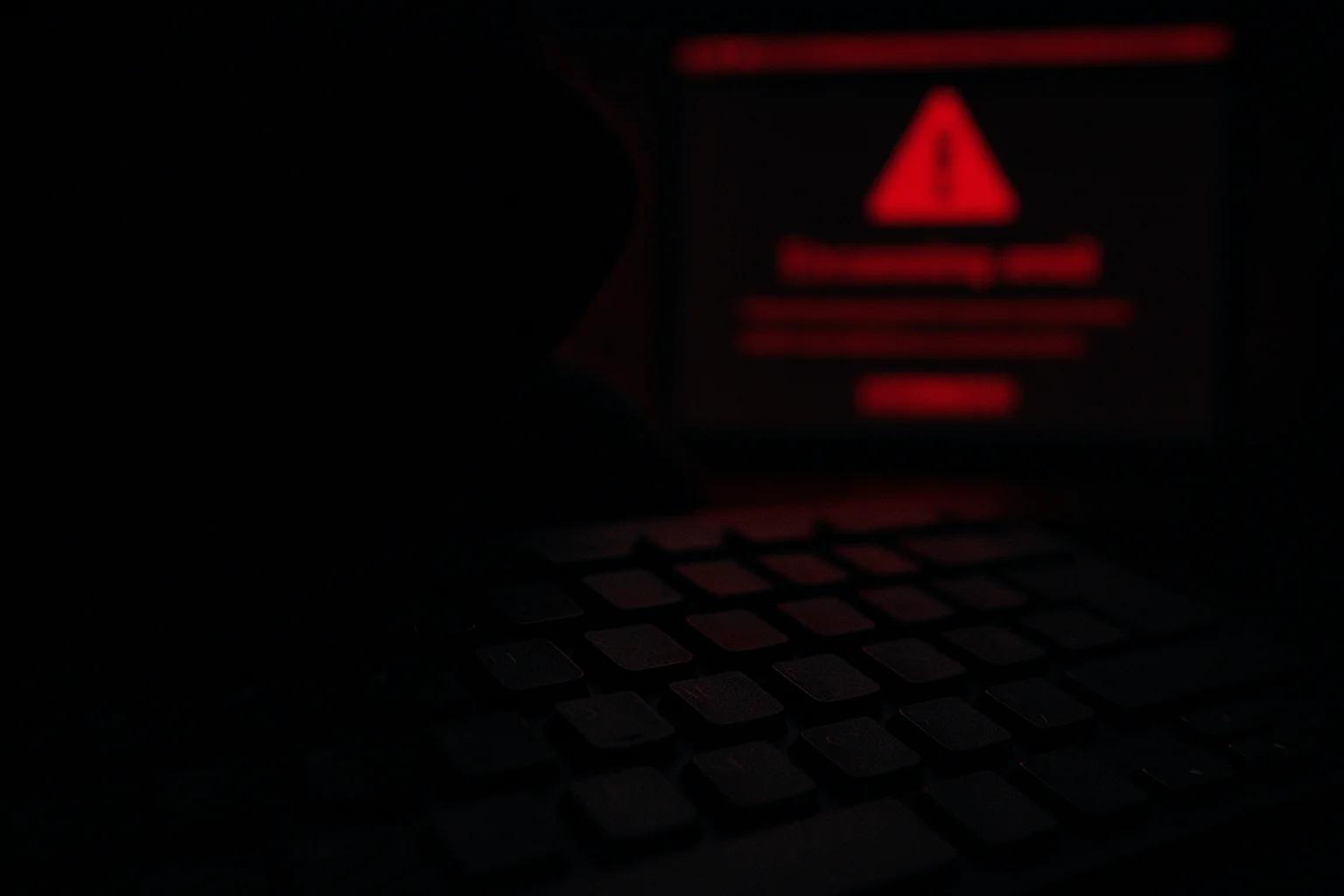 A dimly lit scene featuring a keyboard in the
