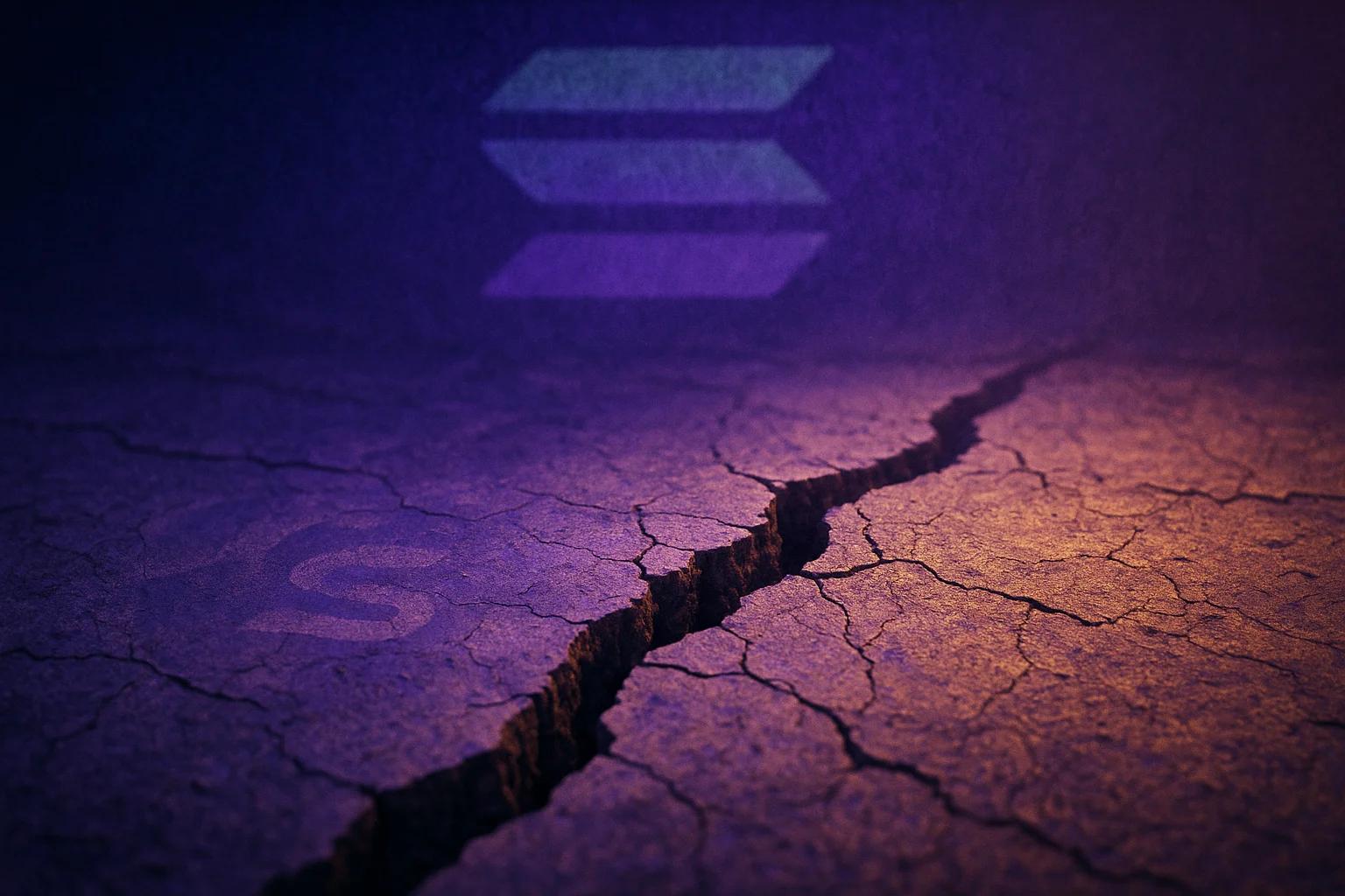 Cracked ground with a purple gradient background