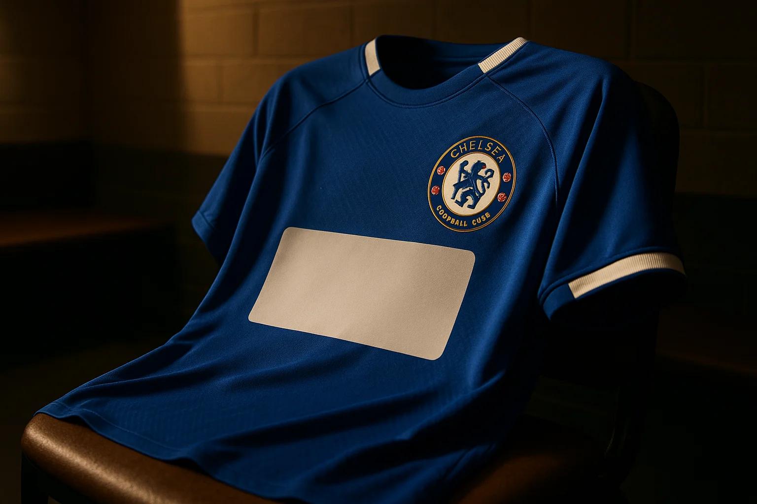 A blue football jersey displayed on a chair