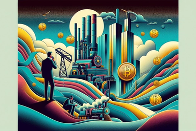 Colorful abstract landscape with factories