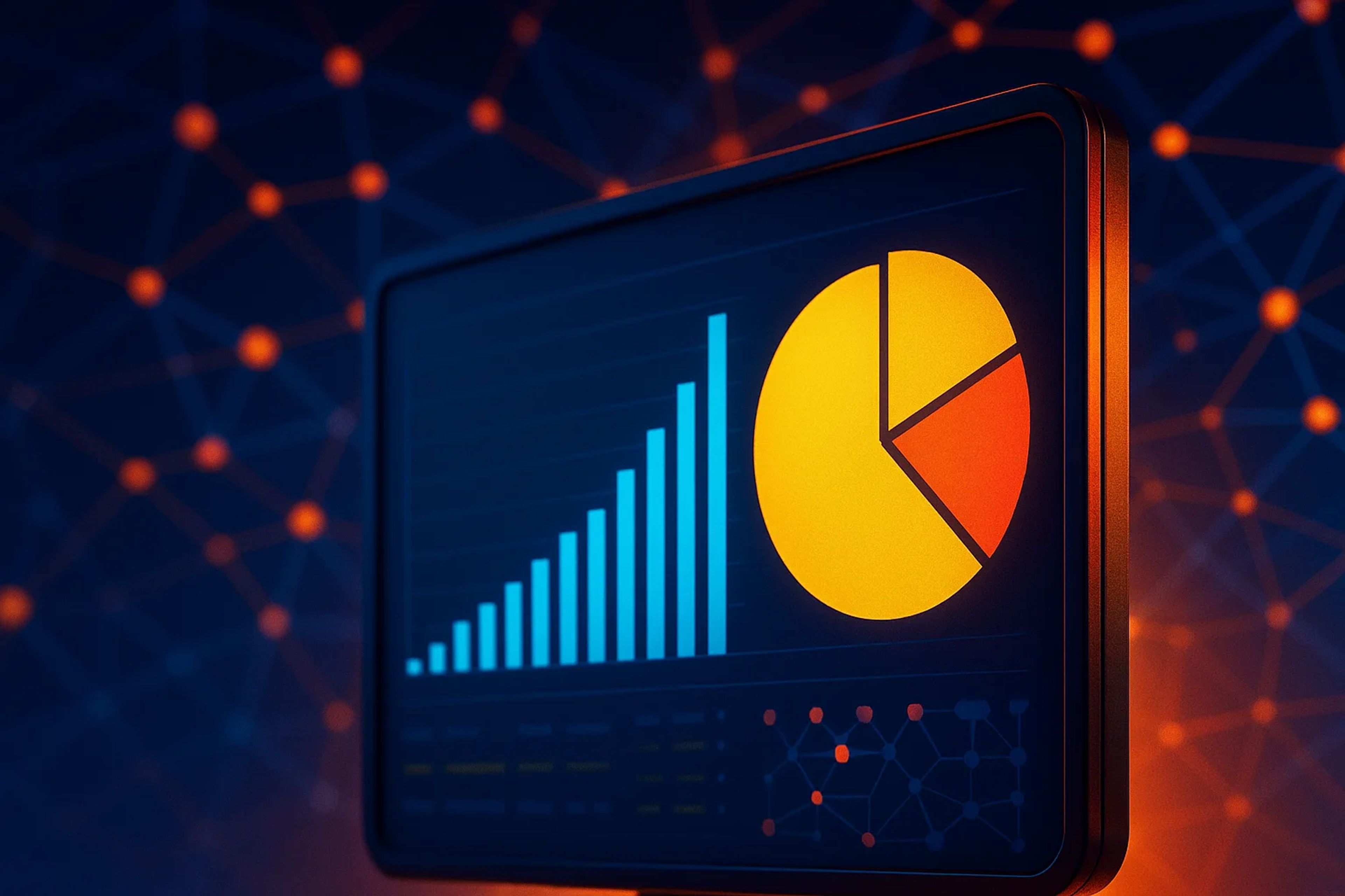Colorful data visualization with a bar graph and