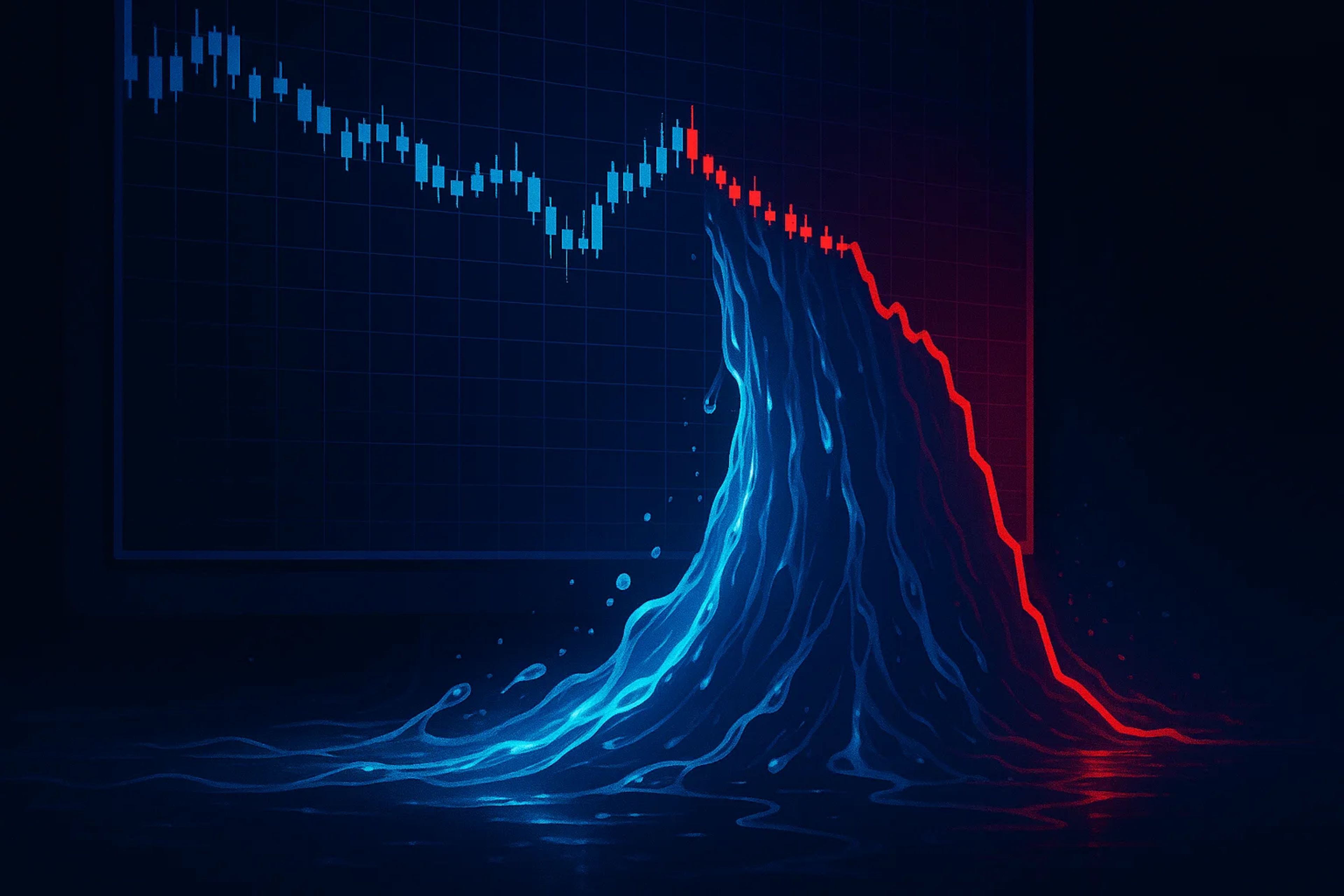 Flowing blue and red waves representing data