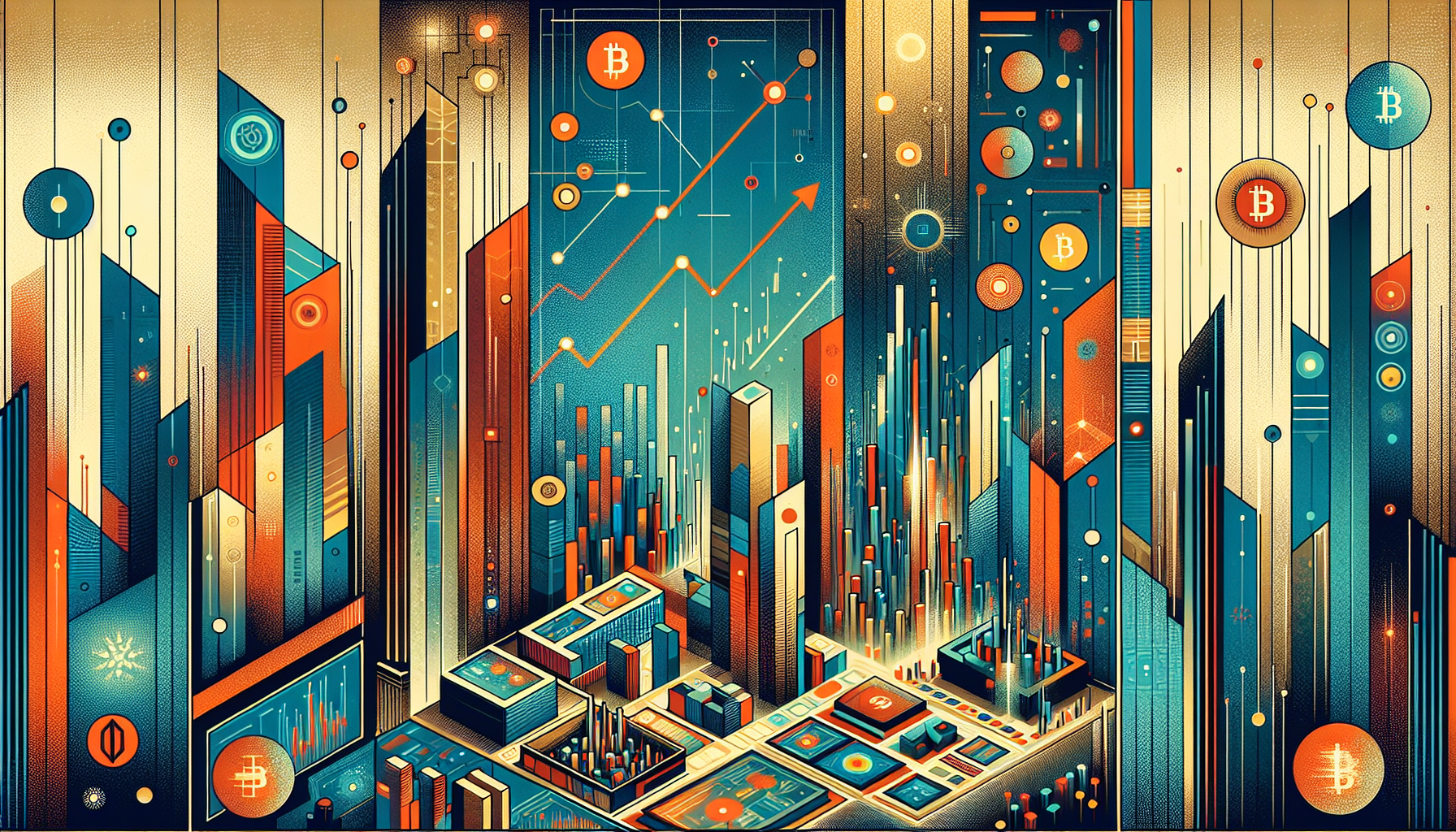 Abstract digital landscape with geometric shapes
