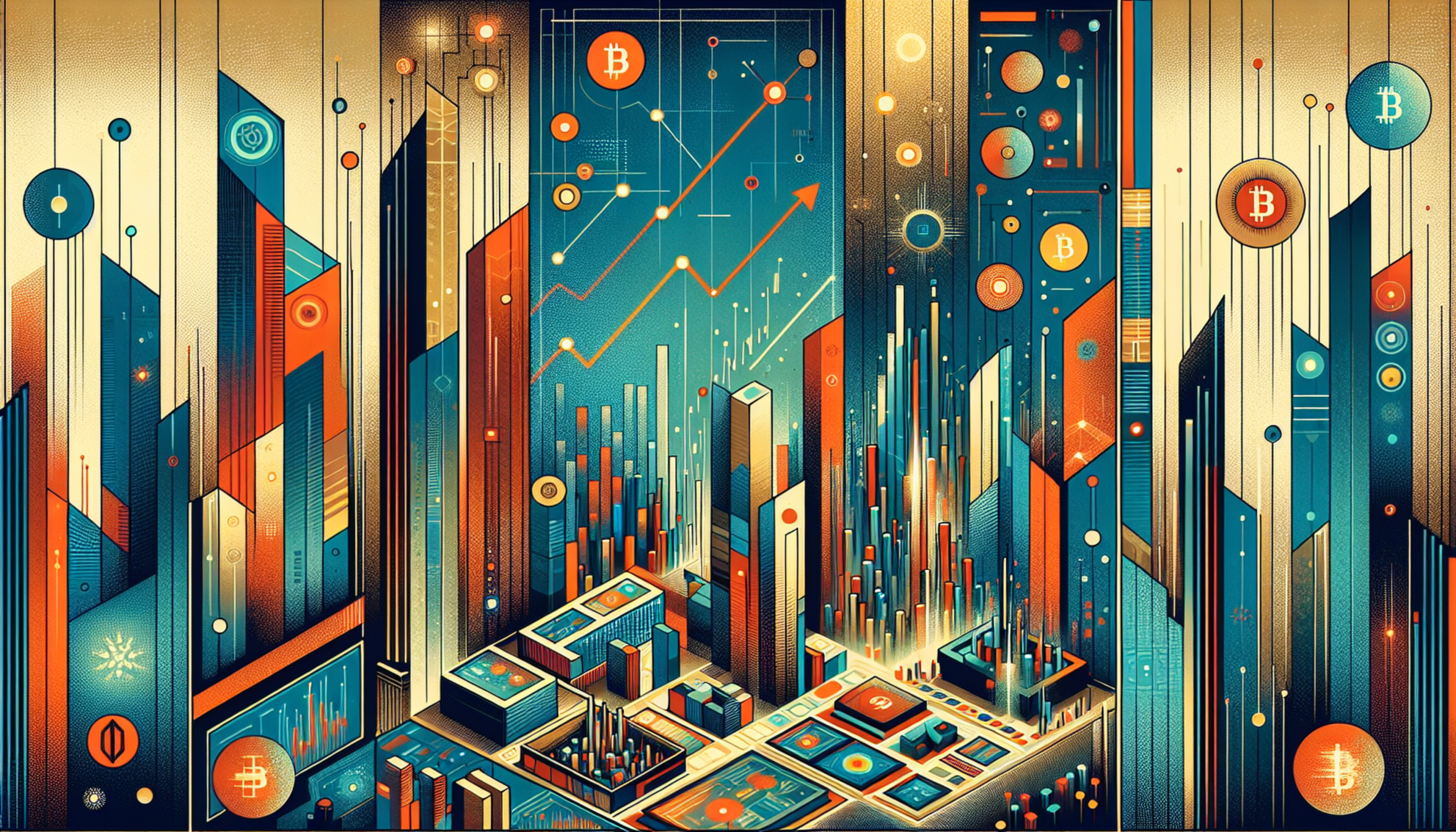 Abstract digital landscape with geometric shapes