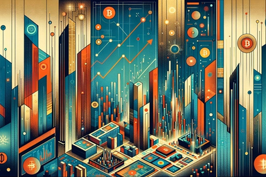 Abstract digital landscape with geometric shapes