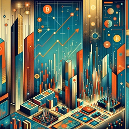 Abstract digital landscape with geometric shapes