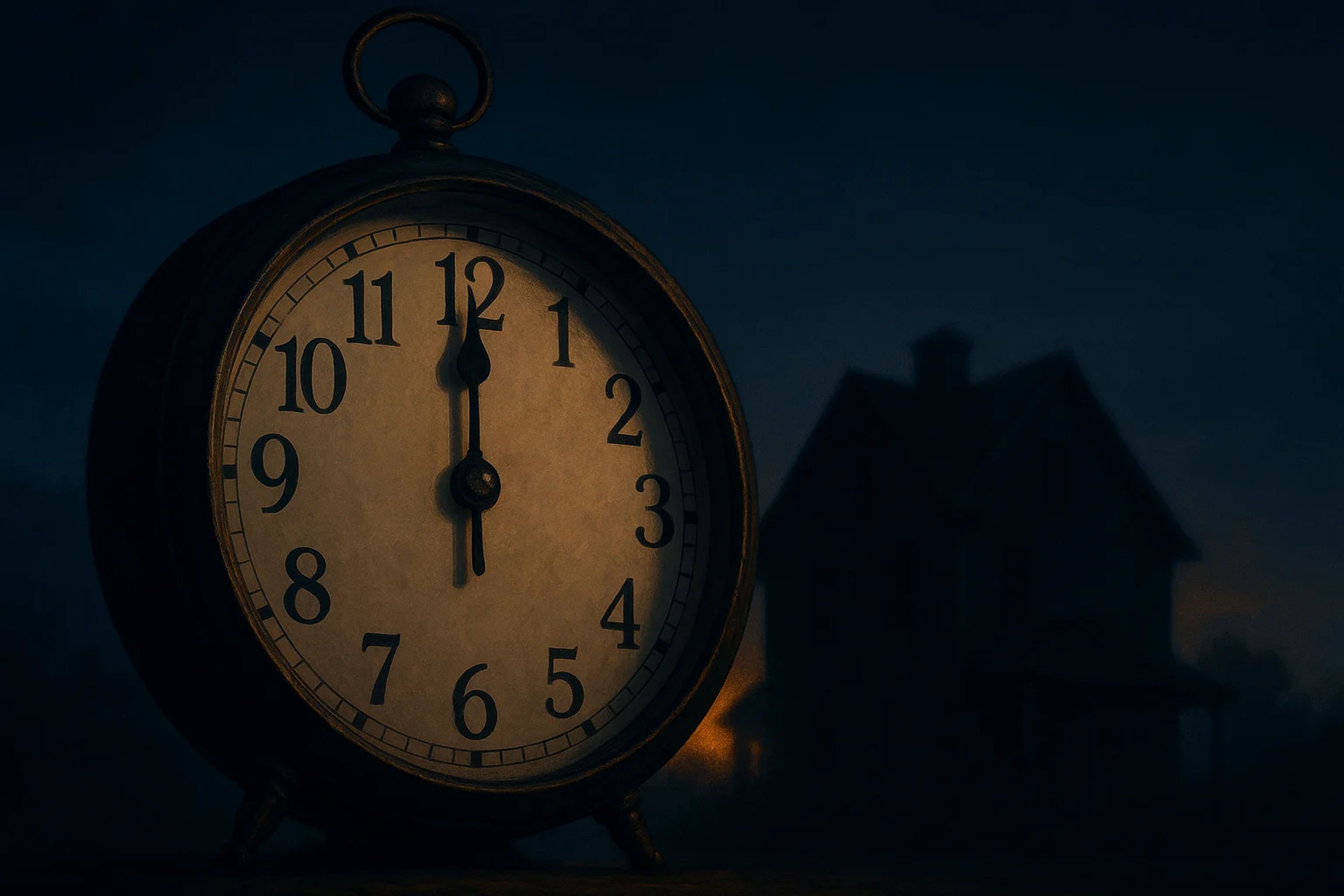 A vintage clock showing nearly midnight with a