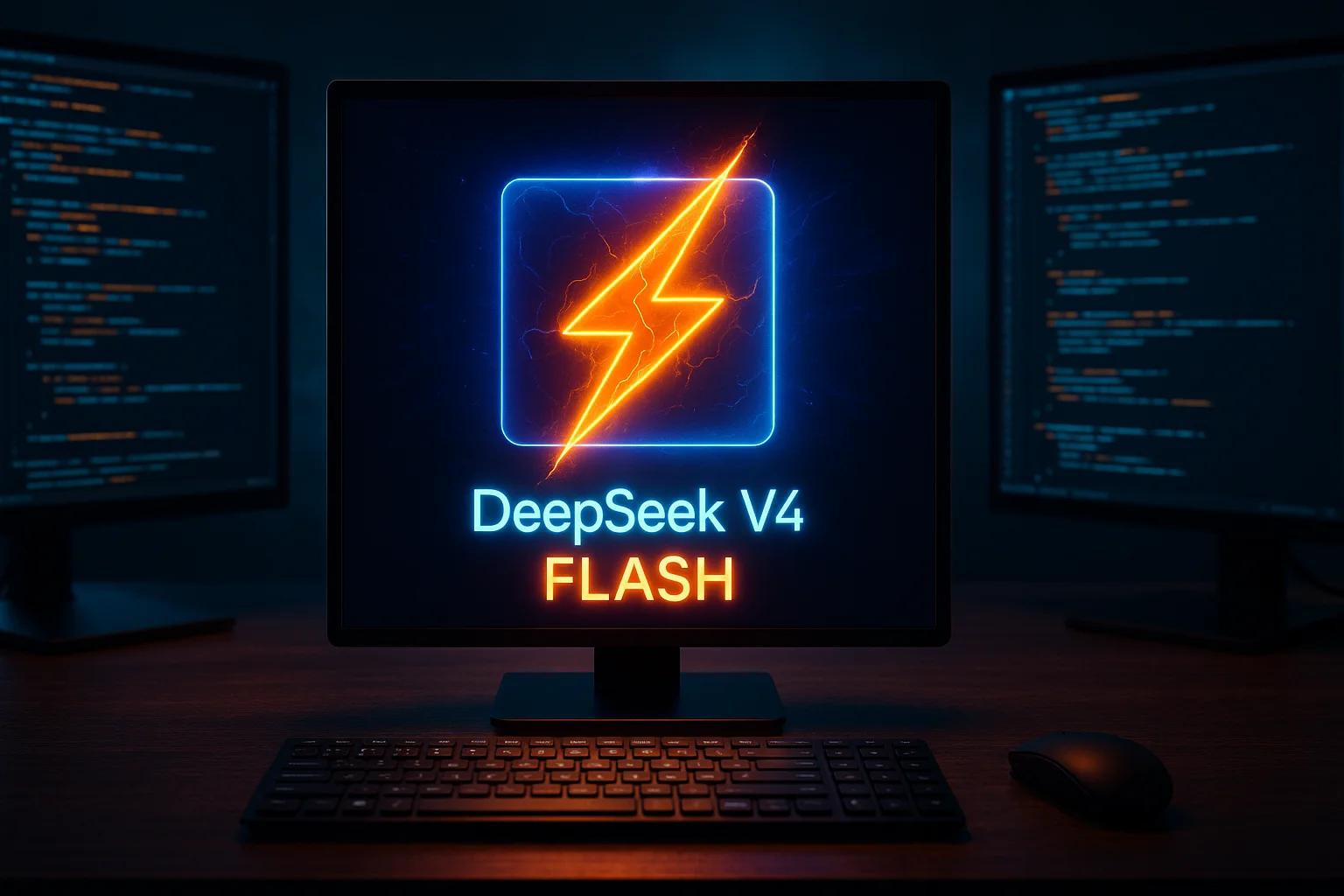A glowing computer screen displaying a lightning