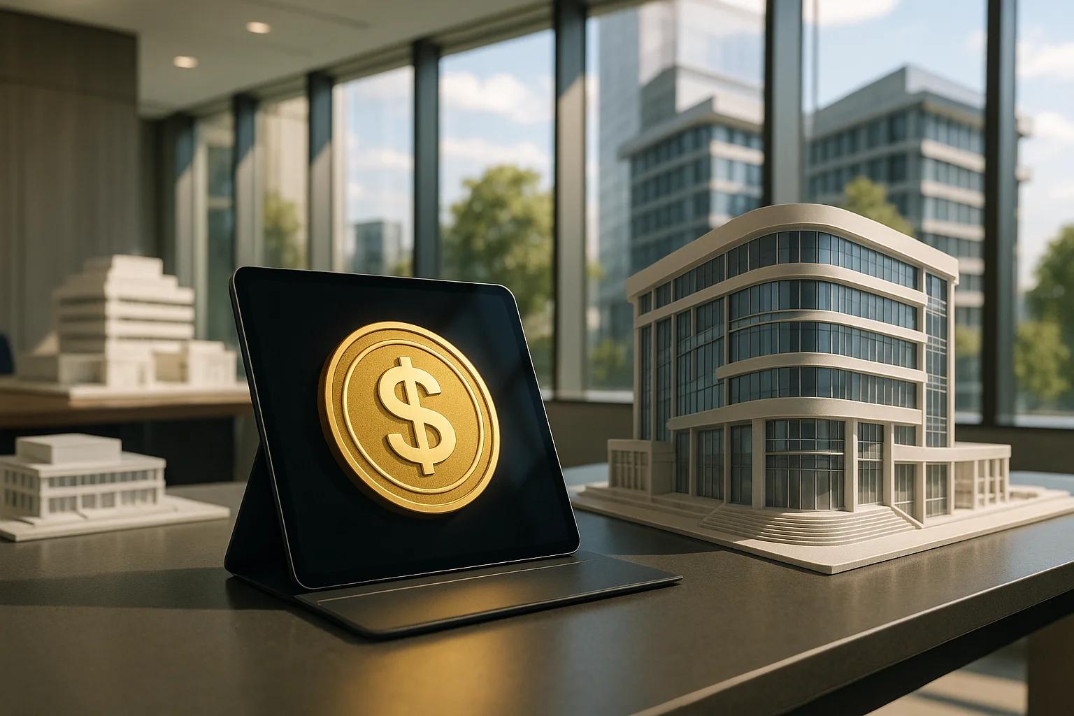 A tablet displaying a gold dollar sign next to